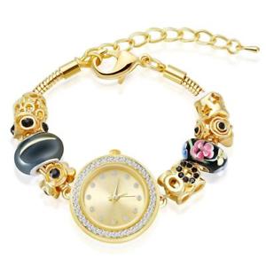 【送料無料】ブレスレット　アクセサリ―　ゴールドトーンビーズブレスレットブレスレット…charm watches bracelet with manbara gold tone beaded bracelets for women