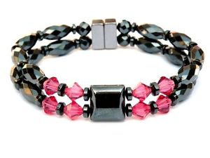 【送料無料】ブレスレット　アクセサリ―　ヘマタイトブレスレットスワロフスキークリスタルwomens magnetic hematite bracelet anklet 10 choices 2 row with swarovski crystal