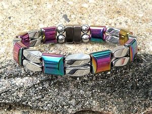 【送料無料】ブレスレット　アクセサリ―　ヘマタイトブレスレットmen women silver rainbow 100 magnetic hematite bracelet anklet 2row therapeutic 20,860円