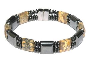【送料無料】ブレスレット アクセサリ― ジャスパーメンズブレスレットクラスプダブルleopardskin jasper mens double magnetic circulation bracelet anklet 2 row clasp