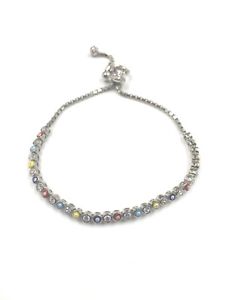 【送料無料】ブレスレット　アクセサリ―　スターリングシルバーブレスレット＃authentic womens 925 sterling silver cz evil eye bracelet 9410