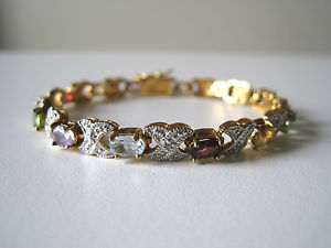 【送料無料】ブレスレット　アクセサリ―　マルチアメジストトパーズシトリンテニスブレスレット925 fas gp multi gemstone amethyst topaz citrine tennis bracelet 725