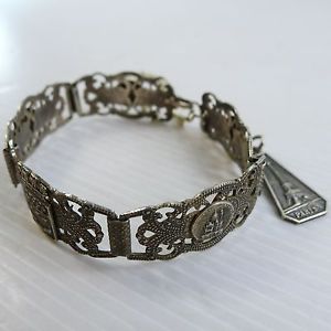 【送料無料】ブレスレット　アクセサリ―　フランスメッキアールデコブレスレットold silver plated art deco bracelet with different famous places in france 16,086円