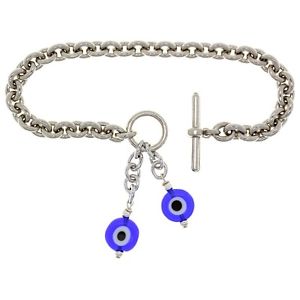 【送料無料】ブレスレット　アクセサリ―　925 スターリング775ガラスroloチェーンブレスレット925 sterling silver 775 blue evil eye glass bead rolo chain charm bracelet