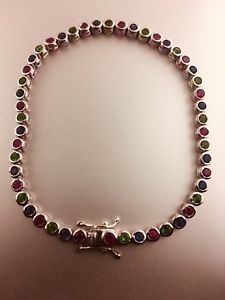 【送料無料】ブレスレット　アクセサリ&mdash;　シルバーマルチカラーストーンテニスブレスレット＃silver 925 multi color stone tennis bracelet vat004｜hokushin