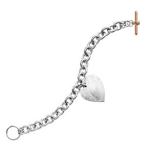 【送料無料】ブレスレット　アクセサリ―　ファインシルバーリンクブレスレットfine silver electro plated round link bracelet with hanging heart charm