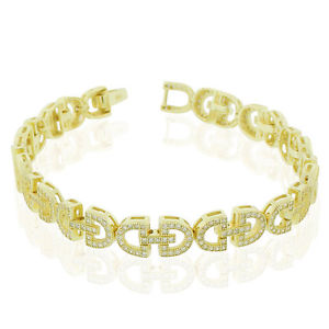 【送料無料】ブレスレット　アクセサリ―　スターリングシルバーテニスブレスレット925 sterling silver yellow goldtone clear cz dlink tennis bracelet, 7