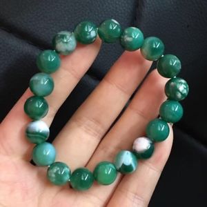 【貨物輸送無料】腕輪 付属品― ビーズ腕輪107粍 genuine natural green cherry blossom agate gemstone beads bracelet