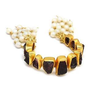 【送料無料】ブレスレット　アクセサリ―　ガーネットｋイエローゴールドメッキユニークブレスレットgarnet amp; pearl gemstone handmade 22k yellow gold plated unique bracelets jewelry