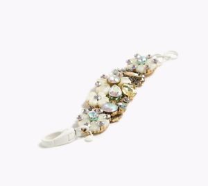 【貨物輸送無料】腕輪 付属品― コスモスクラスタブレスレットポーチホワイトオレンジjcrew cosmos cluster statement wedding bracelet whiteorange nwt インチ pouch