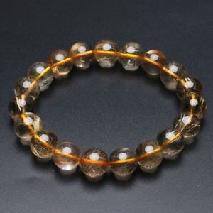 【貨物輸送無料】腕輪 付属品― ゴールドチタンルチルクリスタルビーズブレスレット112粍 natural gold titanium rutilated quartz crystal beads bracelet gra031