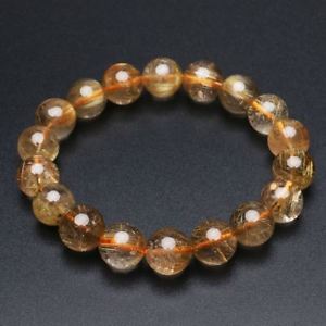 【貨物輸送無料】腕輪 付属品― ゴールドチタンルチルクリスタルビーズブレスレット113粍 natural gold titanium rutilated quartz crystal beads bracelet gra032