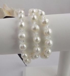 【貨物輸送無料】腕輪 付属品― アンプストレッチブレスレットクリアクリスタルセットhonora cultured ringed pearl amp; clear  crystal set of 3 stretch bracelets