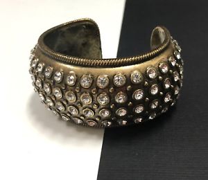【貨物輸送無料】腕輪 付属品― ラッキーブランドクリスタルラインストーンワイドカフブレスレットゴールドメートル