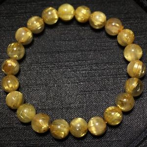 【貨物輸送無料】腕輪 付属品― ルチルチタンクリスタルビーズストレッチブレスレット85粍 natural gold rutilated quartz titanium stretch crystal beads bracelet
