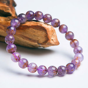 【貨物輸送無料】腕輪 付属品― 9mmcacoxeniteルチルブレスレットaaa9粍 natural cacoxenite purple rutilated quartz crystal beads bracelet aaa