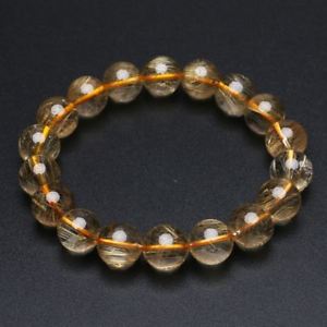 【貨物輸送無料】腕輪 付属品― ゴールドチタンルチルクリスタルビーズブレスレット114粍 natural gold titanium rutilated quartz crystal beads bracelet gra033