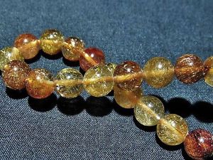 【貨物輸送無料】腕輪 付属品― ゴールデンルチルラウンドビーズブレスレット85粍 3a natural golden rutilated quartz round beads bracelet gift bl9277