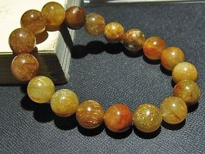 【貨物輸送無料】腕輪 付属品― ゴールデンルチルラウンドビーズブレスレット11粍 rare natural golden rutilated quartz round beads bracelet gift bl3570