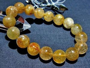 【貨物輸送無料】腕輪 付属品― ゴールデンルチルラウンドビーズブレスレット125粍 3a natural titin golden rutilated quartz round beads bracelet gift bl3216