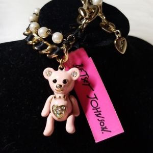 【送料無料】ブレスレット　アクセサリ―　ジョンソンピンクテディベアブレスレットnwt rare betsey johnson pink teddy bear bracelet 18,485円