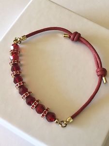 【送料無料】ブレスレット　アクセサリ―　スワロフスキークリスタルブレスレットルビーレッドゴールドswarovski crystal friendship bracelet, ruby redgold