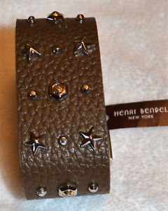 【送料無料】ブレスレット　アクセサリ―　ニューヨークスターギターストラップブレスレットブラウンレザーシルバーhenri bendel york star guitar strap bracelet brown leathersilver