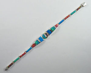【送料無料】ブレスレット　アクセサリ―　シルバーマルチカラーオパールブレスレット950 silver multicolored opal bracelet 7 78 long