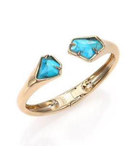 【送料無料】ブレスレット　アクセサリ―　ステーションヒンジカフゴールドターコイズalexis bittar 125032 miss havisham hinged cuff gold turquoise