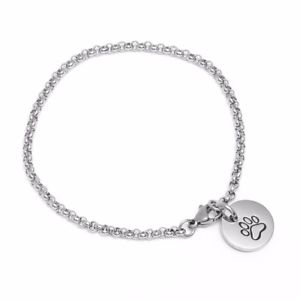 【送料無料】ブレスレット　アクセサリ―　プリントシルバーステンレススチールファッションブレスレットdog cat foot paw print silver stainless steel charm fashion bracelet