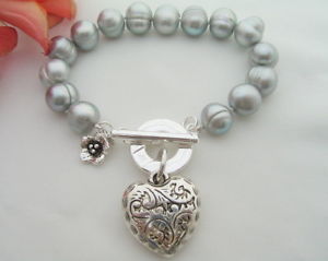 【送料無料】ブレスレット　アクセサリ―　グレーパールブレスレット8 11mm grey pearl bracelet
