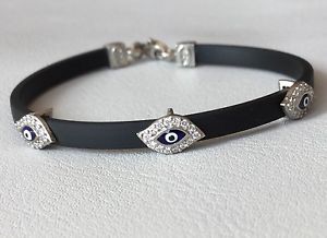 【送料無料】ブレスレット　アクセサリ―　トルコハンドメイドスターリングシルバーレザートパーズブレスレット evil eye turkish handmade sterling silver leather topaz bracelet 12,226円