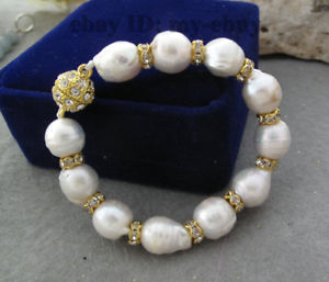 【送料無料】ブレスレット　アクセサリ―　バロックブレスレットマグネットクリスタルunusual white baroque keshi keishi freshwater pearl bracelet magnet crystal