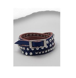 【送料無料】ブレスレット　アクセサリ―　ファッションマルチブリングラップブレスレットwomens fashion blue leather multi wrap jeweled bling bracelet