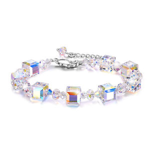 【送料無料】ブレスレット　アクセサリ―　スワロフスキークリスタルシルバーエアコンブレスレットイヤリングセットaoboco swarovski crystal 925 silver ajustable bracelet and earrings jewelry set