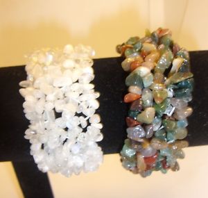 【送料無料】ブレスレット　アクセサリ―　ファッションジュエリーブレスレットマルチカラークリアストレッチブレスレットfashion jewelry 2 bracelets 1 multi color 1 clear natural stone stretch bracelet