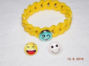 【送料無料】ブレスレット　アクセサリ―　シリコンスナップボタンブレスレットスマイルスナップボタンｍｍ yellow silicone snap button bracelet w3 smiley snap button charms1819mm