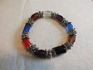 【送料無料】ブレスレット　アクセサリ―　ストレッチブレスレットシルバートーンカラフルビーズインチワイドニースbeautiful stretch bracelet silver tone colorful beads 38 inch wide nice