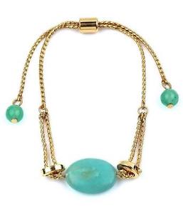 【送料無料】ブレスレット　アクセサリ―　ブレスレットボールリンクタイゴールドグリーンプルg3 semi precious stone bracelet ball link pull tie gold green amazonite
