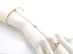 【送料無料】ブレスレット　アクセサリ―　ノットブレスレットリングレディーススレーブ knot bracelet w attached women ring ladies slave gold plated