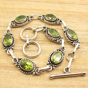 【送料無料】ブレスレット　アクセサリ―　グリーンペリドットインチブレスレットeveryday wear 925 silver plated green peridot 7 gemset 79 inch bracelet