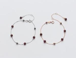 【送料無料】ブレスレット　アクセサリ―　スターリングシルバーガーネットボールビーズシンチェーンブレスレット925 sterling silver garnet balls beads thin chain bracelet a2785