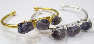 【送料無料】ブレスレット　アクセサリ―　アメジストシルバーハンドメイドブレスレットfabulous amethyst gemstone adjustable silver amp; gold plated handmade bracelet