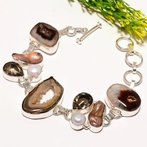 【送料無料】ブレスレット　アクセサリ―　ウィンドウエスニックファッションジュエリーブレスレットbrown window druzy pearl gemstone ethnic fashion jewelry bracelet sb1770