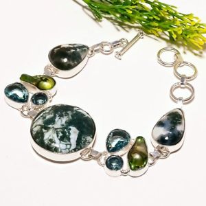 【送料無料】ブレスレット　アクセサリ―　ツリーハンドメイドファッションジュエリーブレスレットtree agate biwa pearl gemstone handmade fashion jewelry bracelet sb1756