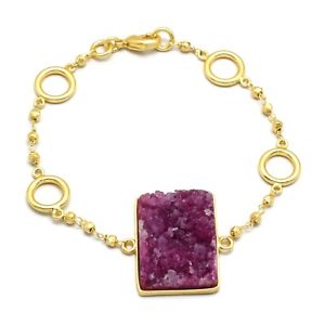 【送料無料】ブレスレット　アクセサリ―　イエローゴールドチェーンブレスレットハンドメイド22k yellow gold plated handmade drzuy gemstone with chain bracelets jewelry