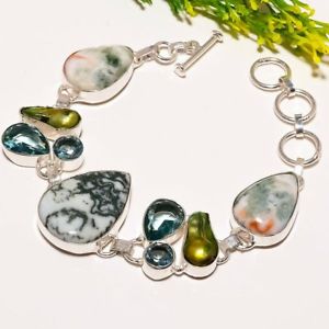 【送料無料】ブレスレット　アクセサリ―　ツリーハンドメイドファッションジュエリーブレスレットtree agate biwa pearl gemstone handmade fashion jewelry bracelet sb1721