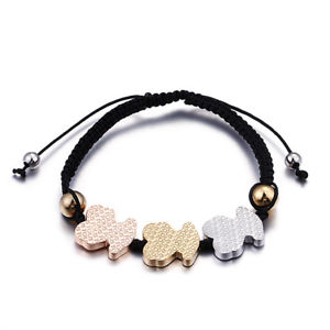 【送料無料】ブレスレット　アクセサリ―　ステンレススチールブレスレットロープwomen stainless steel bracelet three animals braided rope charm jewelry