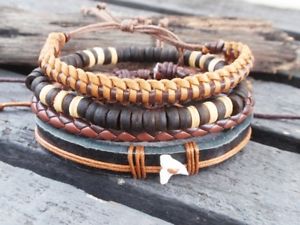 【送料無料】ブレスレット　アクセサリ―　レザーセットブレスレットカジュアルカフパンク1 set pu leather bracelet casual wrist cuff punk boho braided adjustable men 02