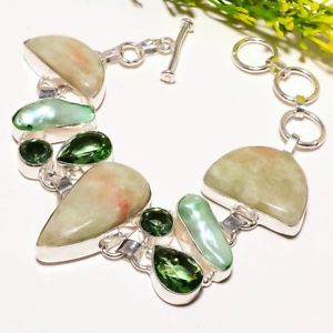【送料無料】ブレスレット　アクセサリ―　ハンドメイドファッションジュエリーブレスレットchrysoprase biwa pearl gemstone handmade fashion jewelry bracelet sb1741
